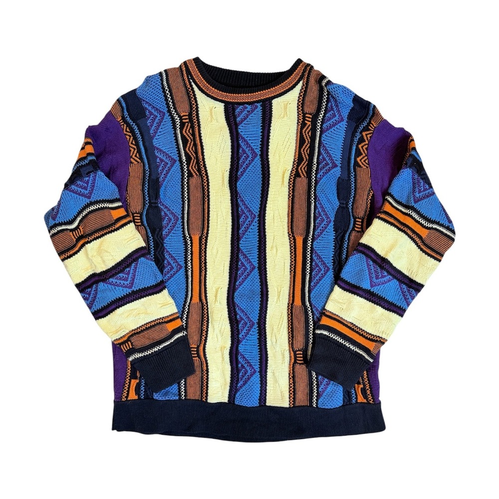 Zara Textured Knit Sweater Mens XL Multicolor Abstract Geometric 3859/410/000
